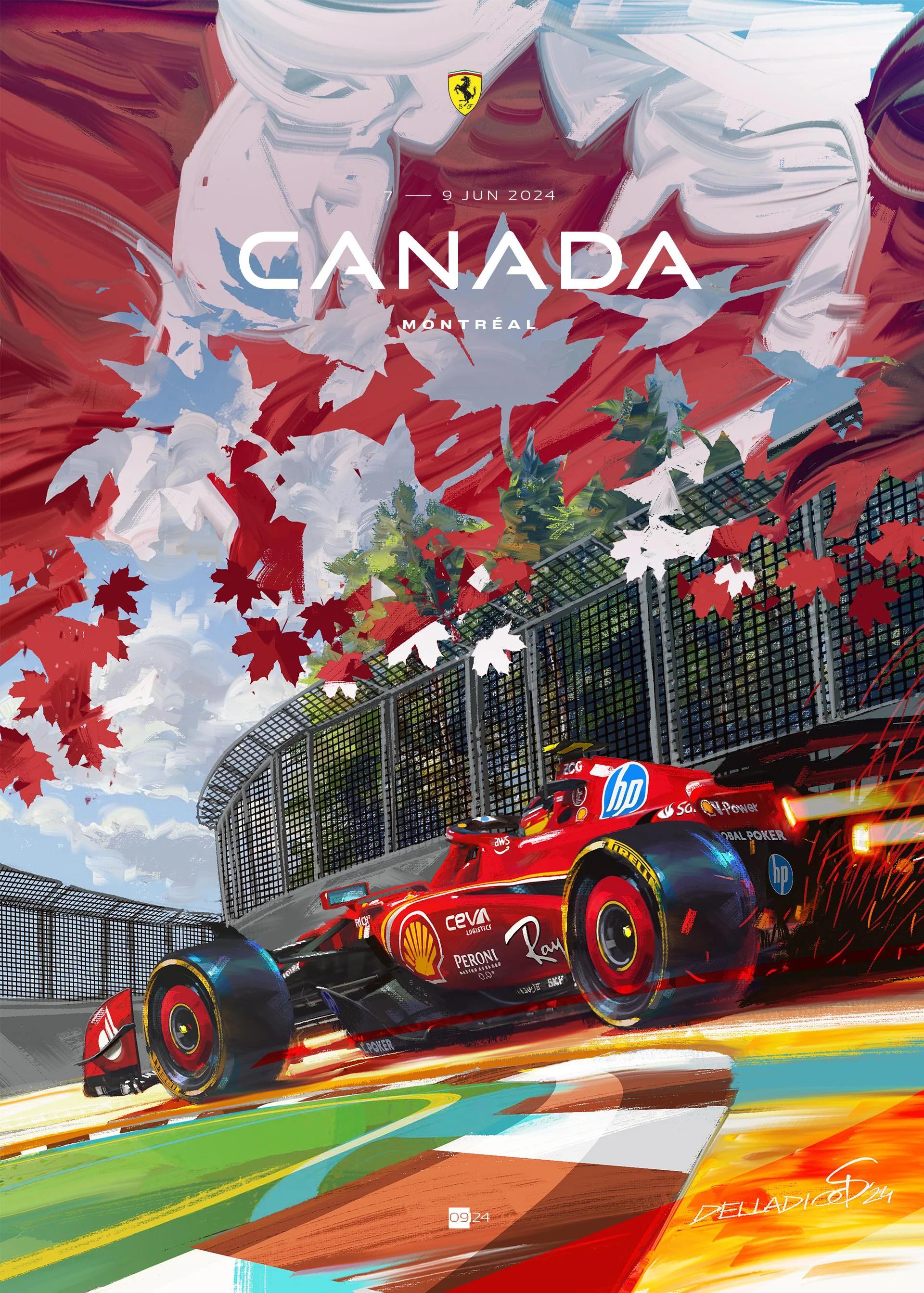Ferrari 2024 Canada Grand Prix cover art poster — part of full season set